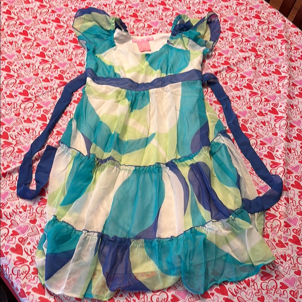 Colorful Kids Dress with Blue and Green Accents